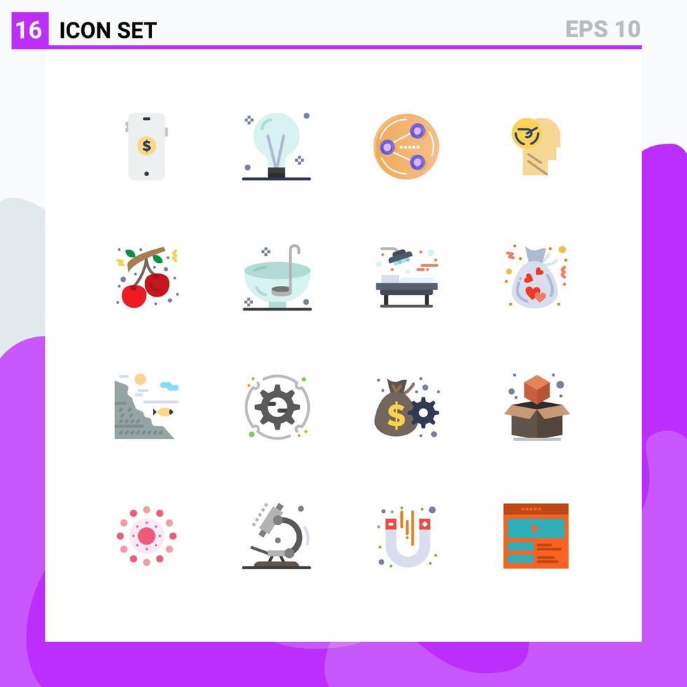 Concepto de 16 colores planos para sitios web móviles y aplicaciones que aceleran la idea más rápido paquete editable de medios cerebrales de elementos de diseño de vectores creativos