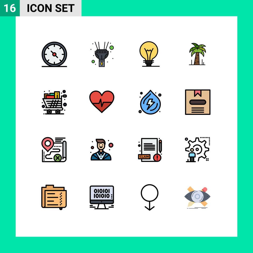 Set of 16 Modern UI Icons Symbols Signs for shopping full innovation cart tree Editable Creative Vector Design Elements