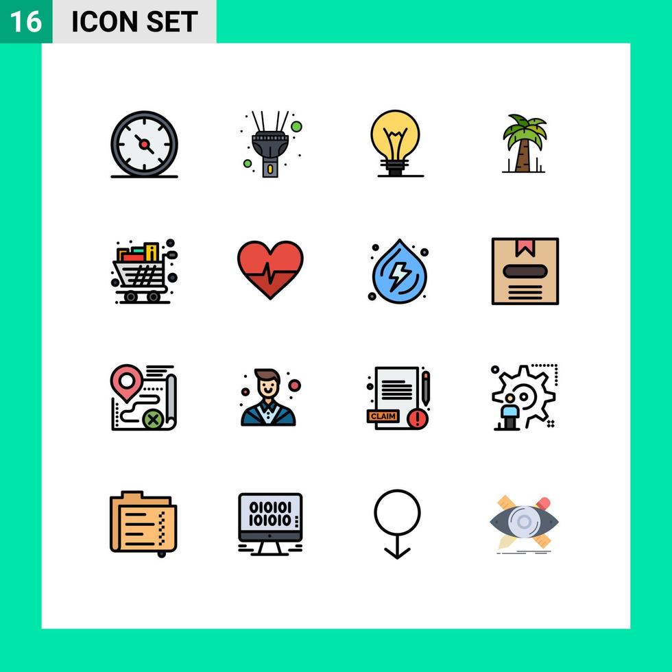 conjunto de 16 iconos de interfaz de usuario modernos signos de símbolos para comprar elementos de diseño de vectores creativos editables de árbol de carro de innovación completa