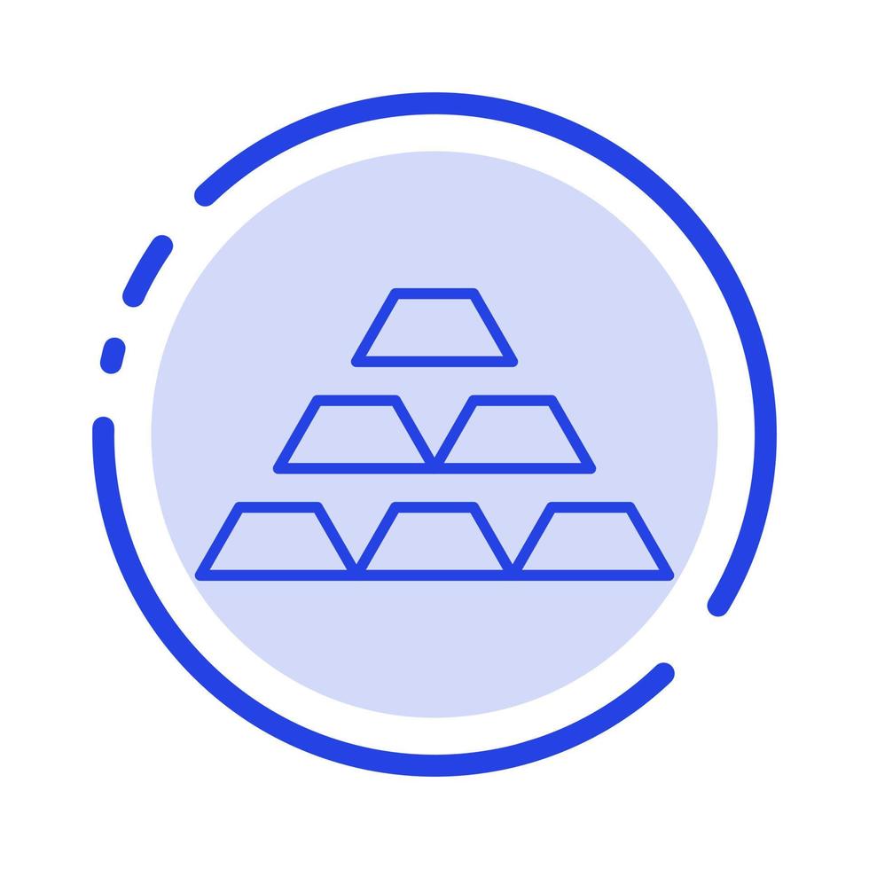 Gold Bars Deposit Golden Money Reserve Wealth Blue Dotted Line Line Icon vector