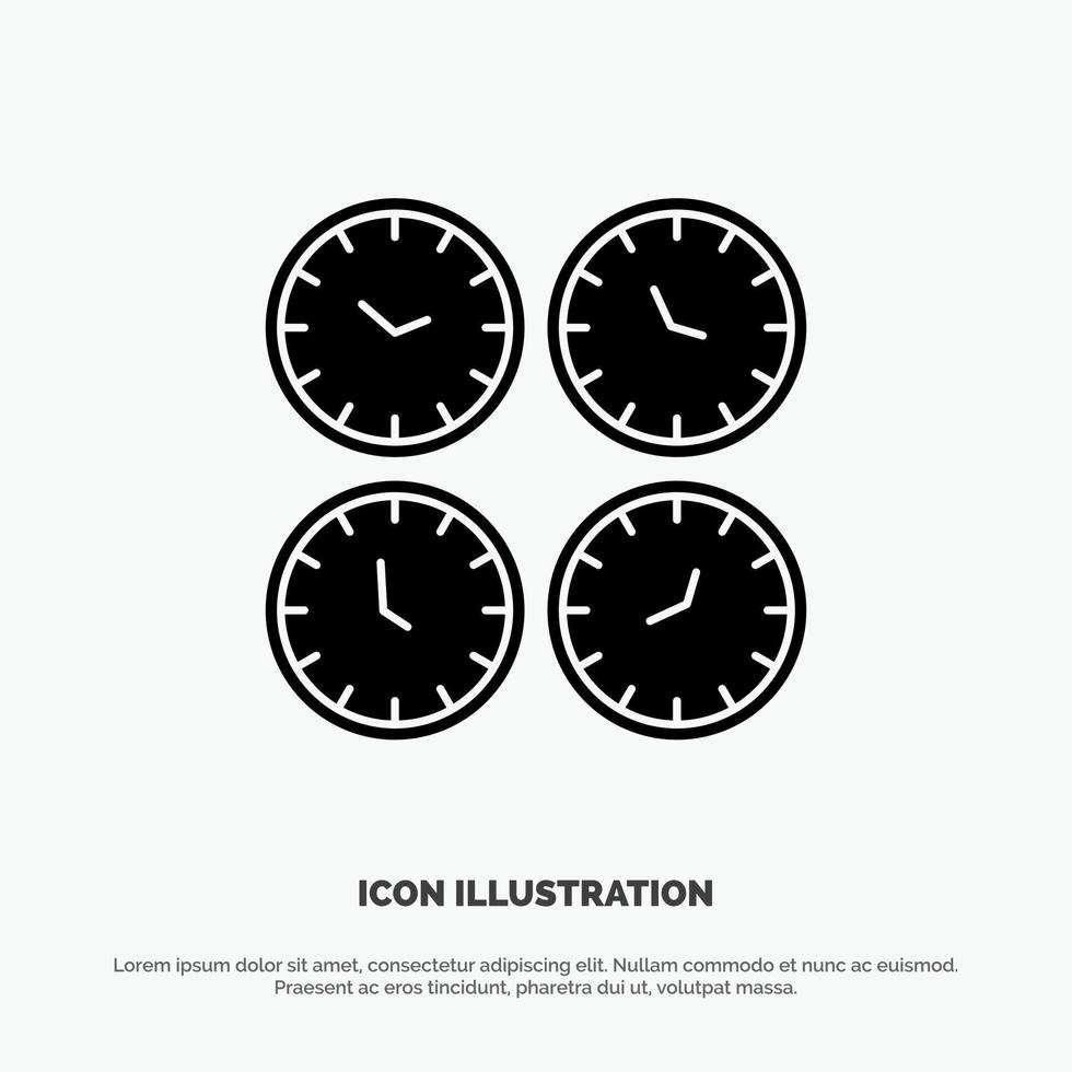 Clock Business Clocks Office Clocks Time Zone Wall Clocks World Time solid Glyph Icon vector