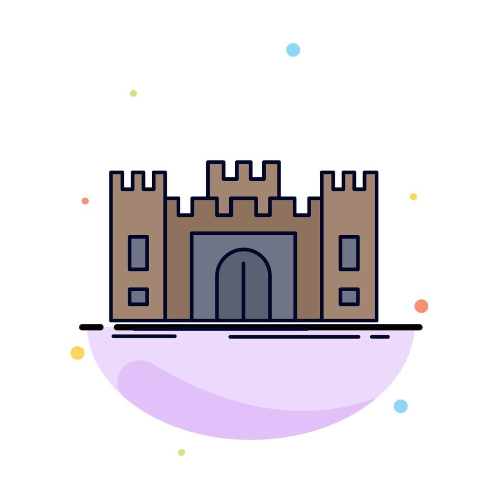 Castle defense fort fortress landmark Flat Color Icon Vector