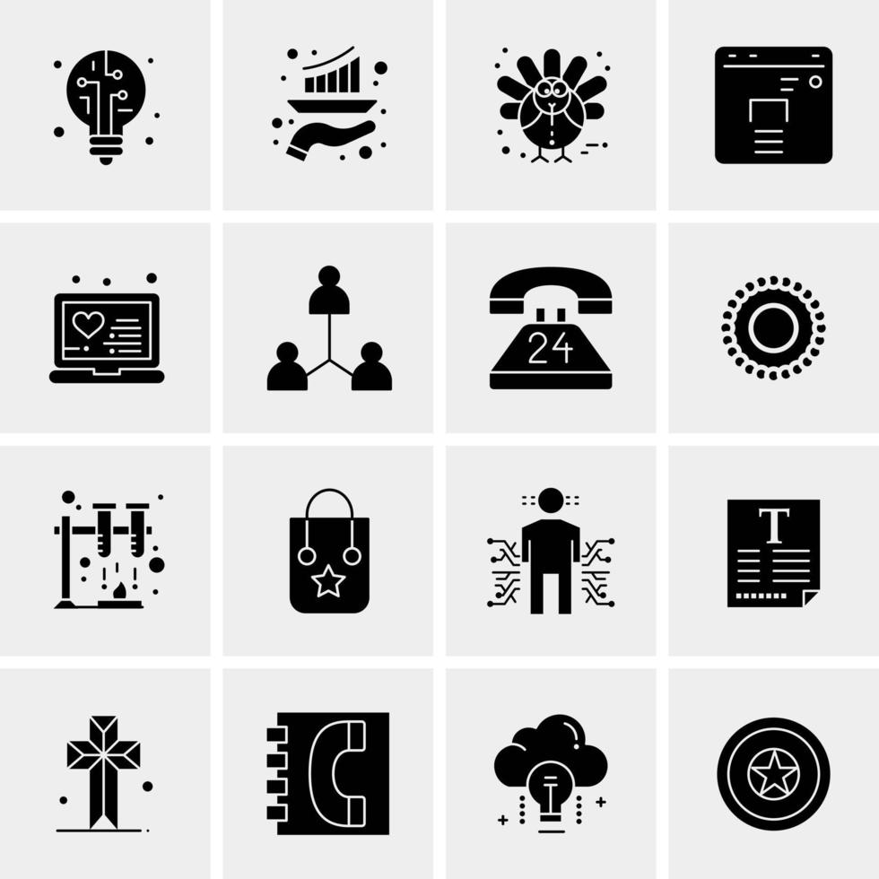 16 iconos de negocios universales vector ilustración de icono creativo para usar en proyectos relacionados con la web y dispositivos móviles