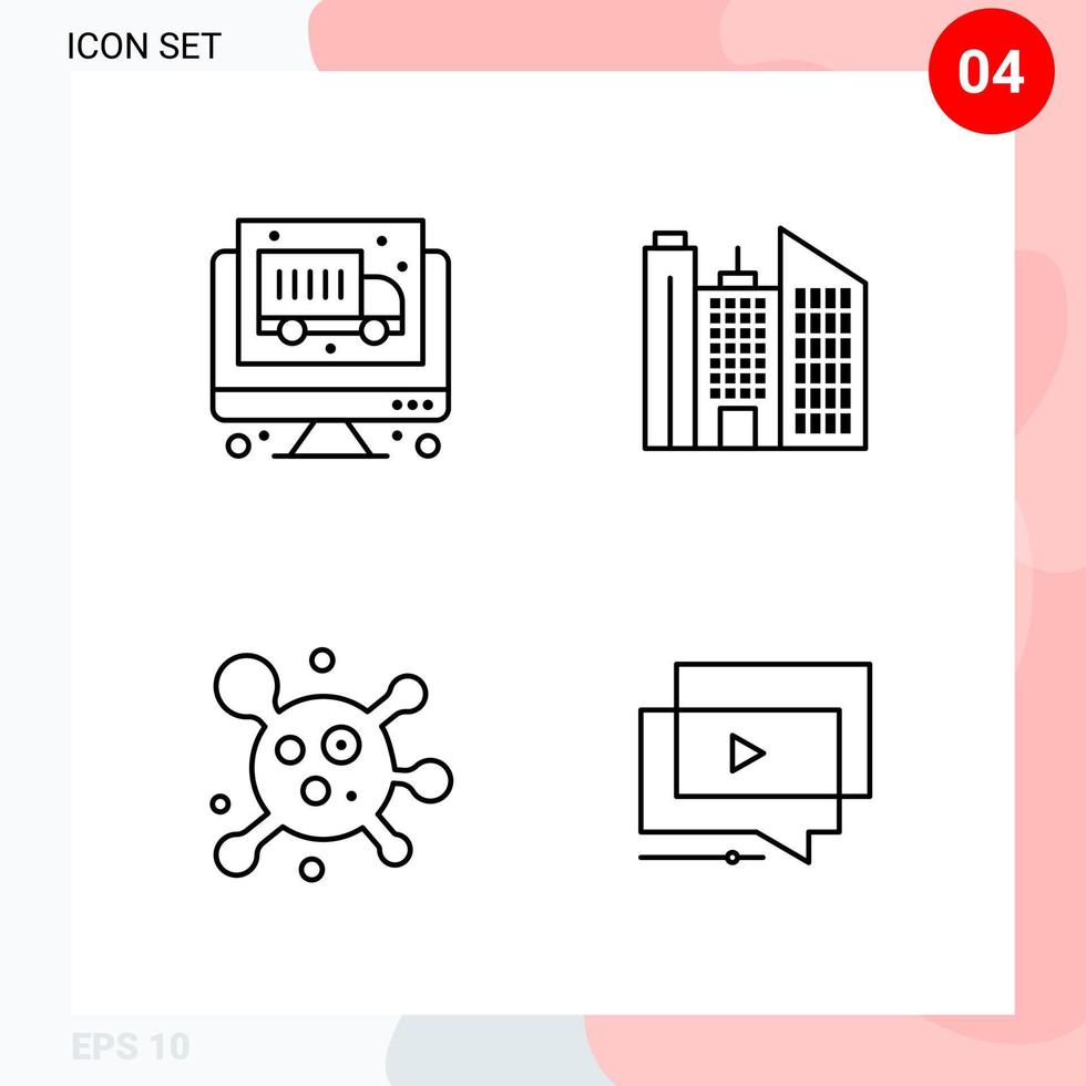 Vector Pack of 4 Icons in Line Style Creative Outline Pack isolated on White Background for Web and Mobile Creative Black Icon vector background