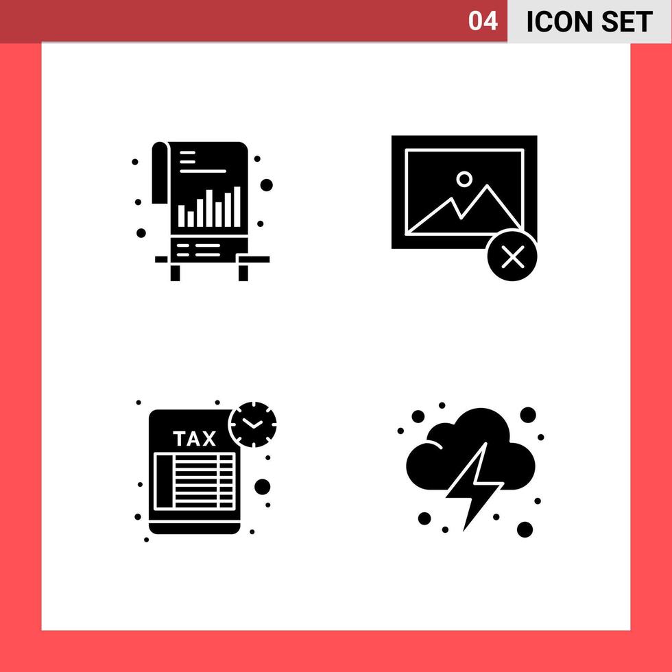 paquete de 4 iconos símbolos de glifo de estilo sólido sobre fondo blanco signos simples para el diseño general fondo de vector de icono negro creativo