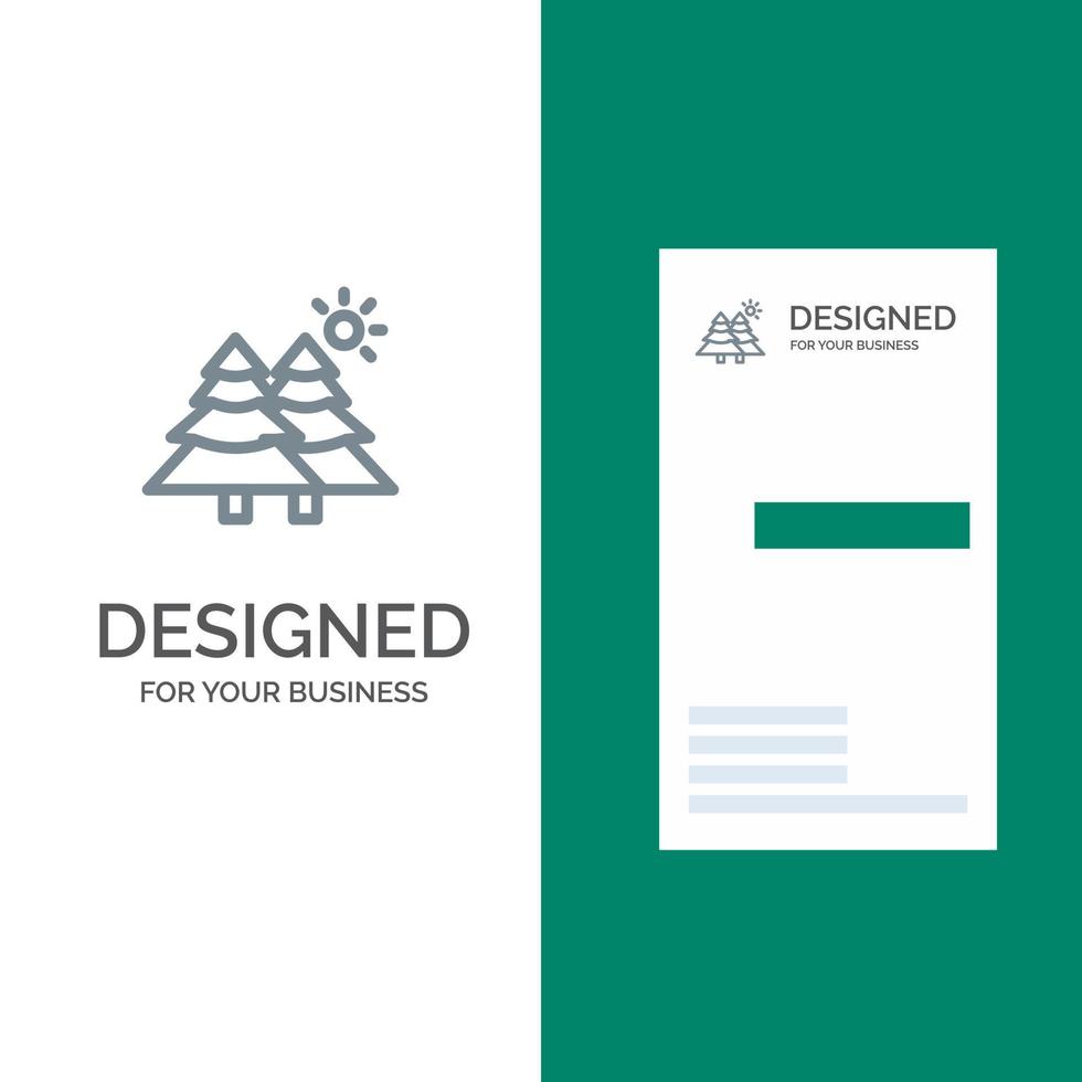 Fir Forest Nature Trees Grey Logo Design and Business Card Template vector
