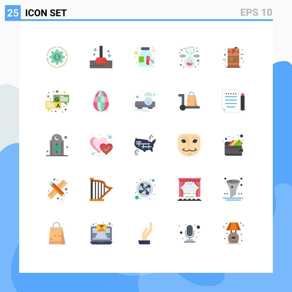 Group of 25 Flat Colors Signs and Symbols for eco lab bath experiment pills Editable Vector Design Elements