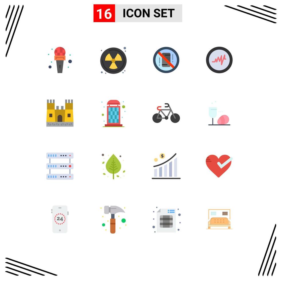 16 Flat Color concept for Websites Mobile and Apps booth castle distractions beach heart Editable Pack of Creative Vector Design Elements