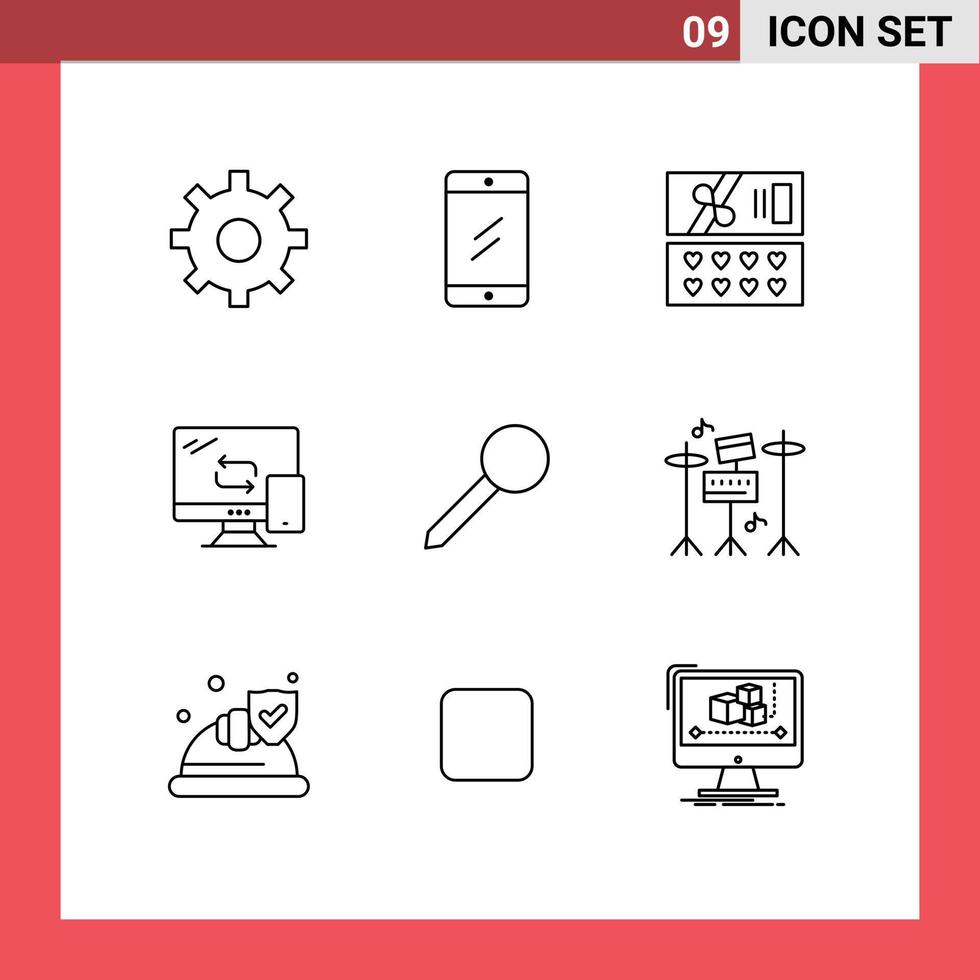 User Interface Pack of 9 Basic Outlines of mark pin cosmetic map networking Editable Vector Design Elements