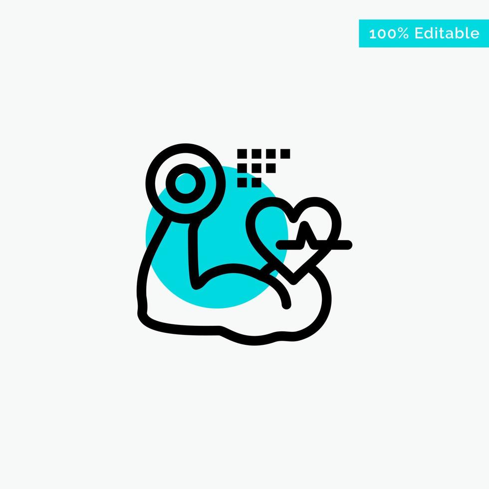 Growth Muscle Heart Beat turquoise highlight circle point Vector icon