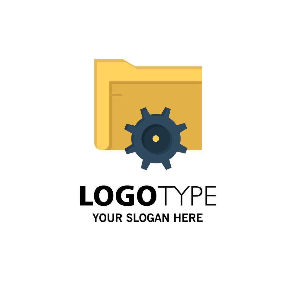 Folder Setting Gear Computing Business Logo Template Flat Color vector