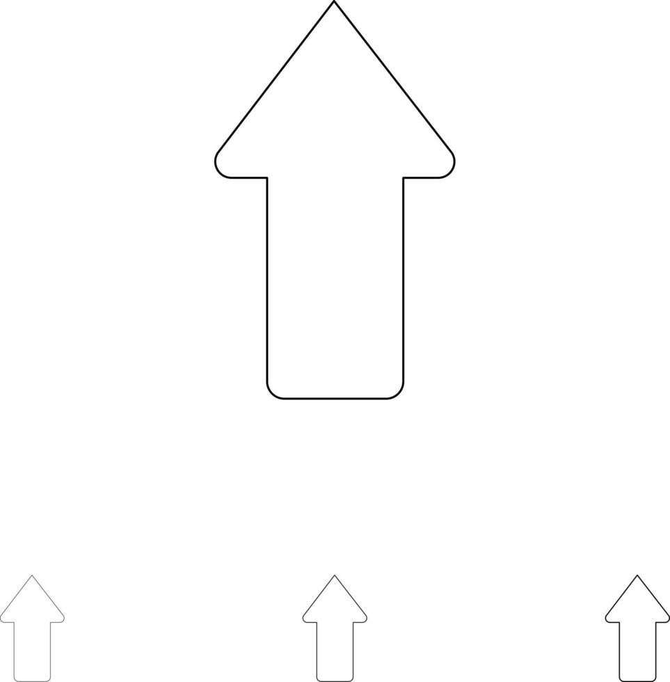 Arrow Arrows Up Upload Bold and thin black line icon set vector