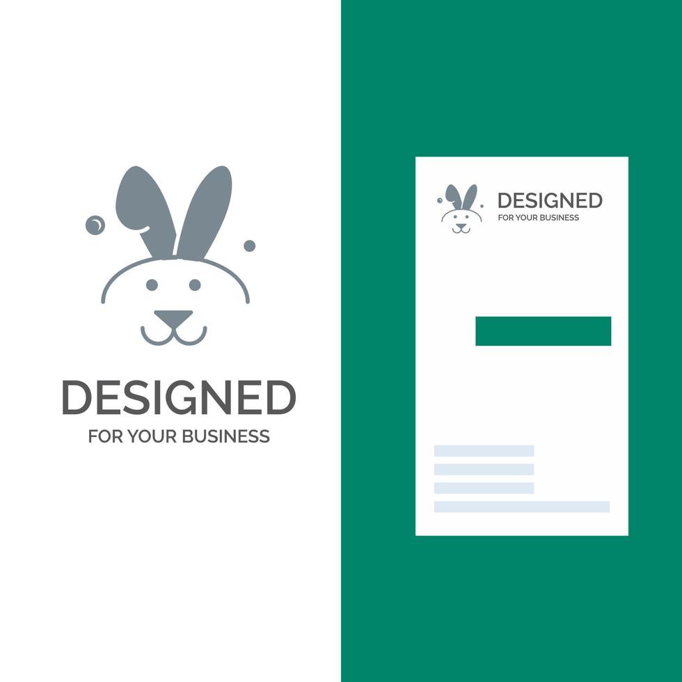 Bunny Easter Rabbit Grey Logo Design and Business Card Template vector