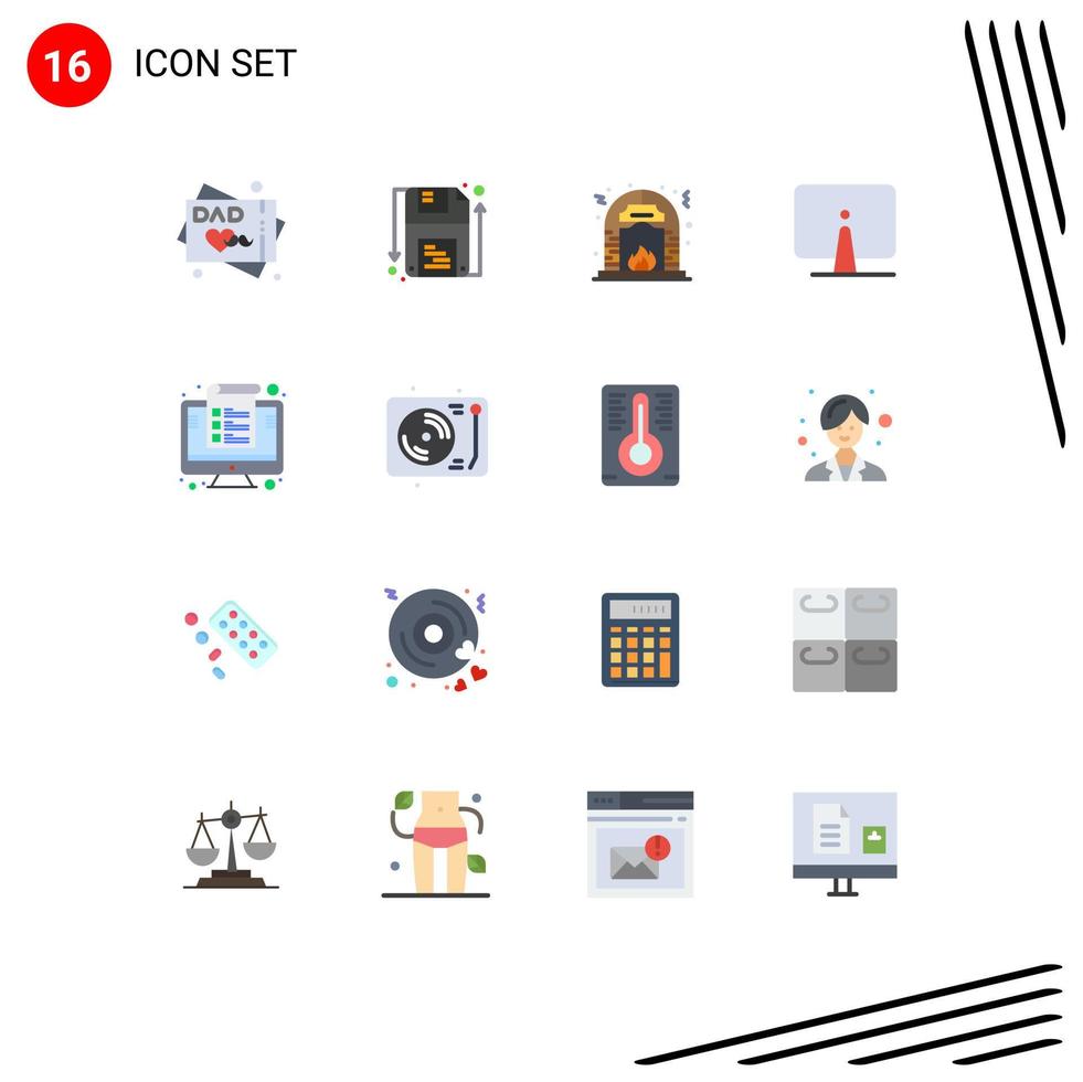 Pack of 16 creative Flat Colors of computer imac culture desktop back Editable Pack of Creative Vector Design Elements
