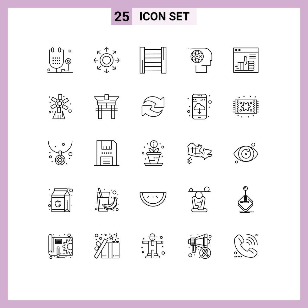 Editable Vector Line Pack of 25 Simple Lines of like movie arrow job crew Editable Vector Design Elements