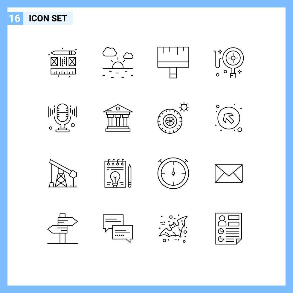 Editable Vector Line Pack of 16 Simple Outlines of building sound paint microphone online Editable Vector Design Elements