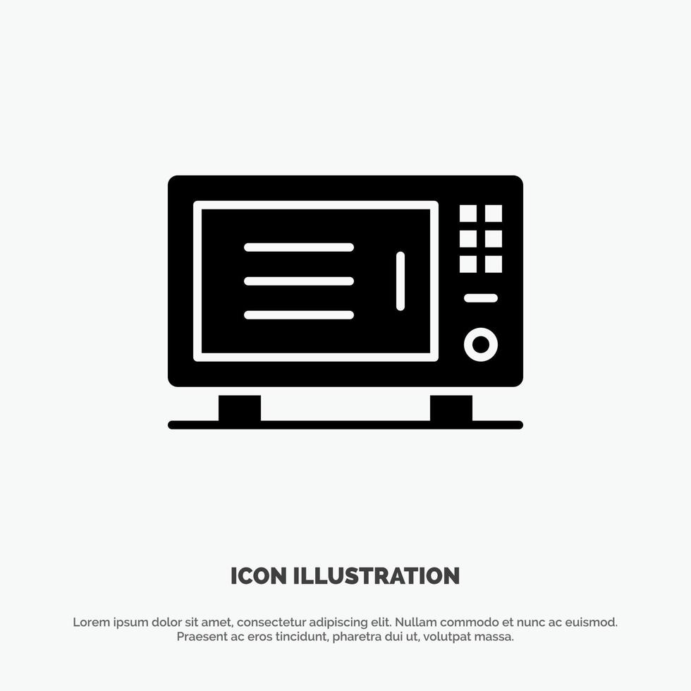 Electric Home Machine Oven Solid Black Glyph Icon vector