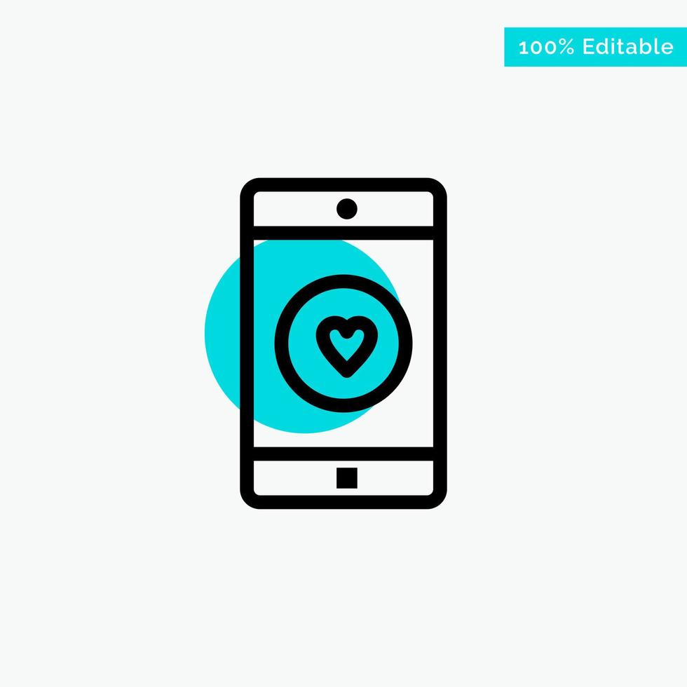 aplicación móvil aplicación móvil como corazón turquesa resaltar círculo punto vector icono