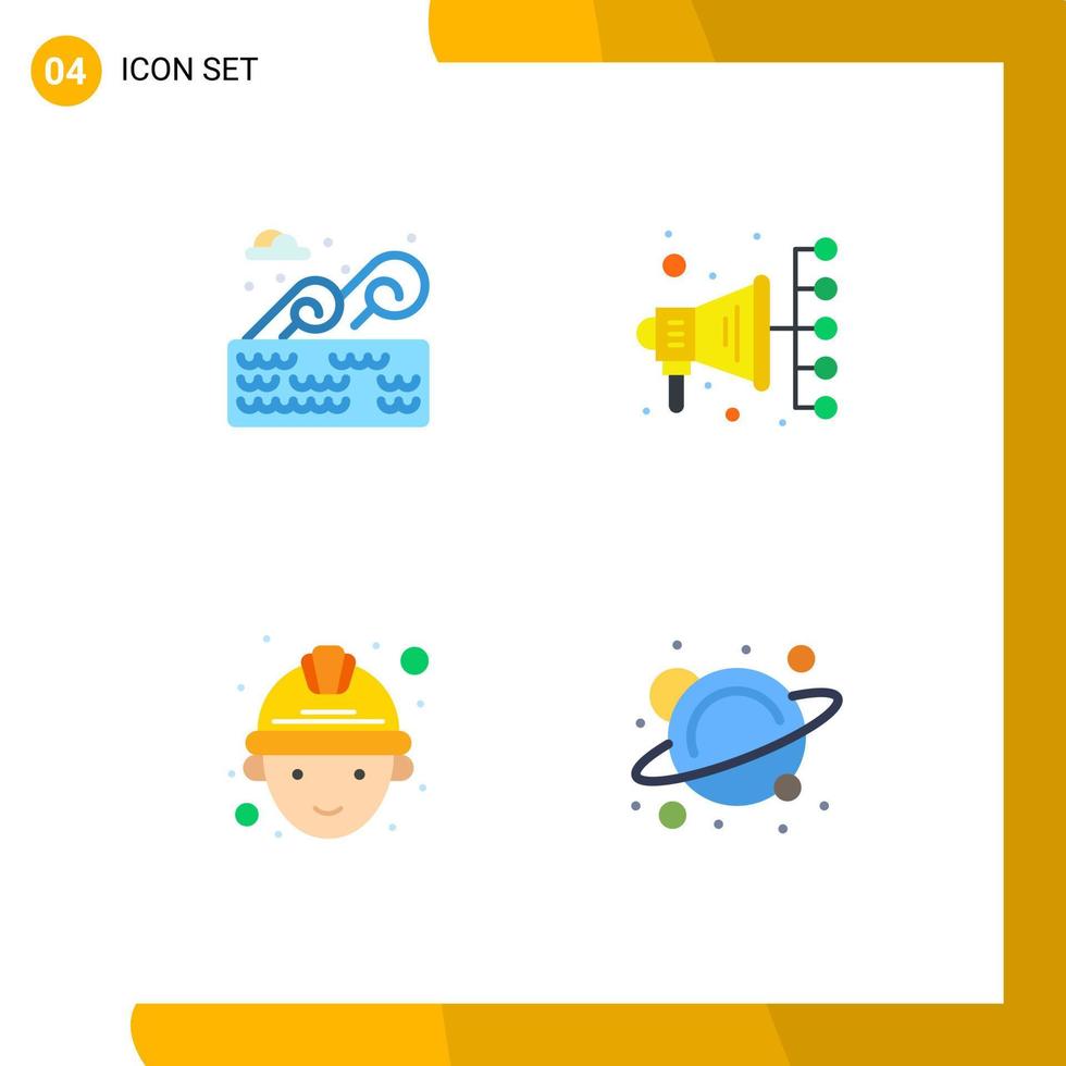 4 Universal Flat Icon Signs Symbols of water worker holder digital marketing school Editable Vector Design Elements