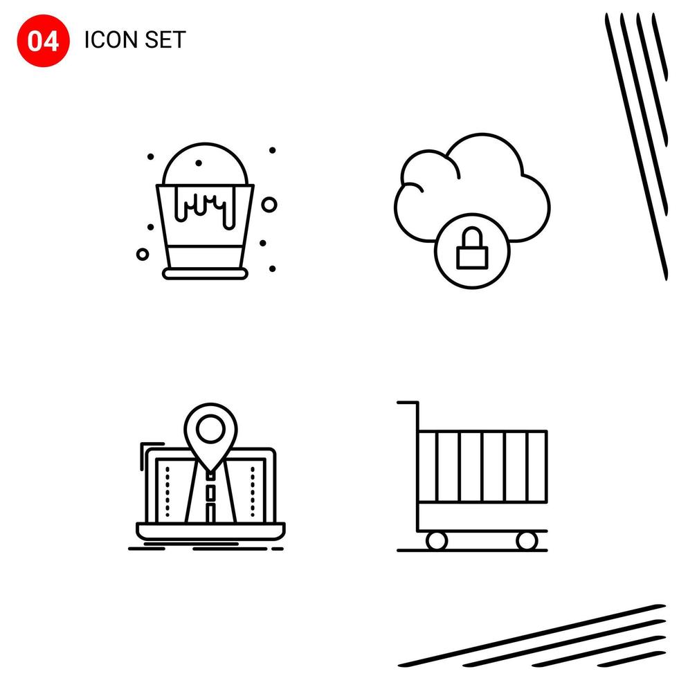 Collection of 4 Vector Icons in Line style Pixle Perfect Outline Symbols for Web and Mobile Line Icon Signs on White Background 4 Icons Creative Black Icon vector background