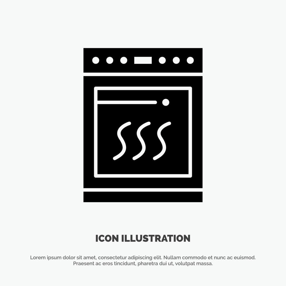 Oven Kitchen Microwave Cooking Solid Black Glyph Icon vector