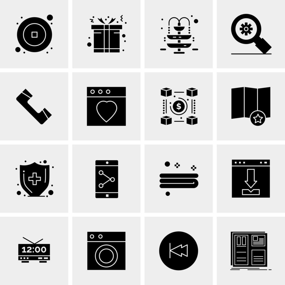 16 iconos de negocios universales vector ilustración de icono creativo para usar en proyectos relacionados con la web y dispositivos móviles