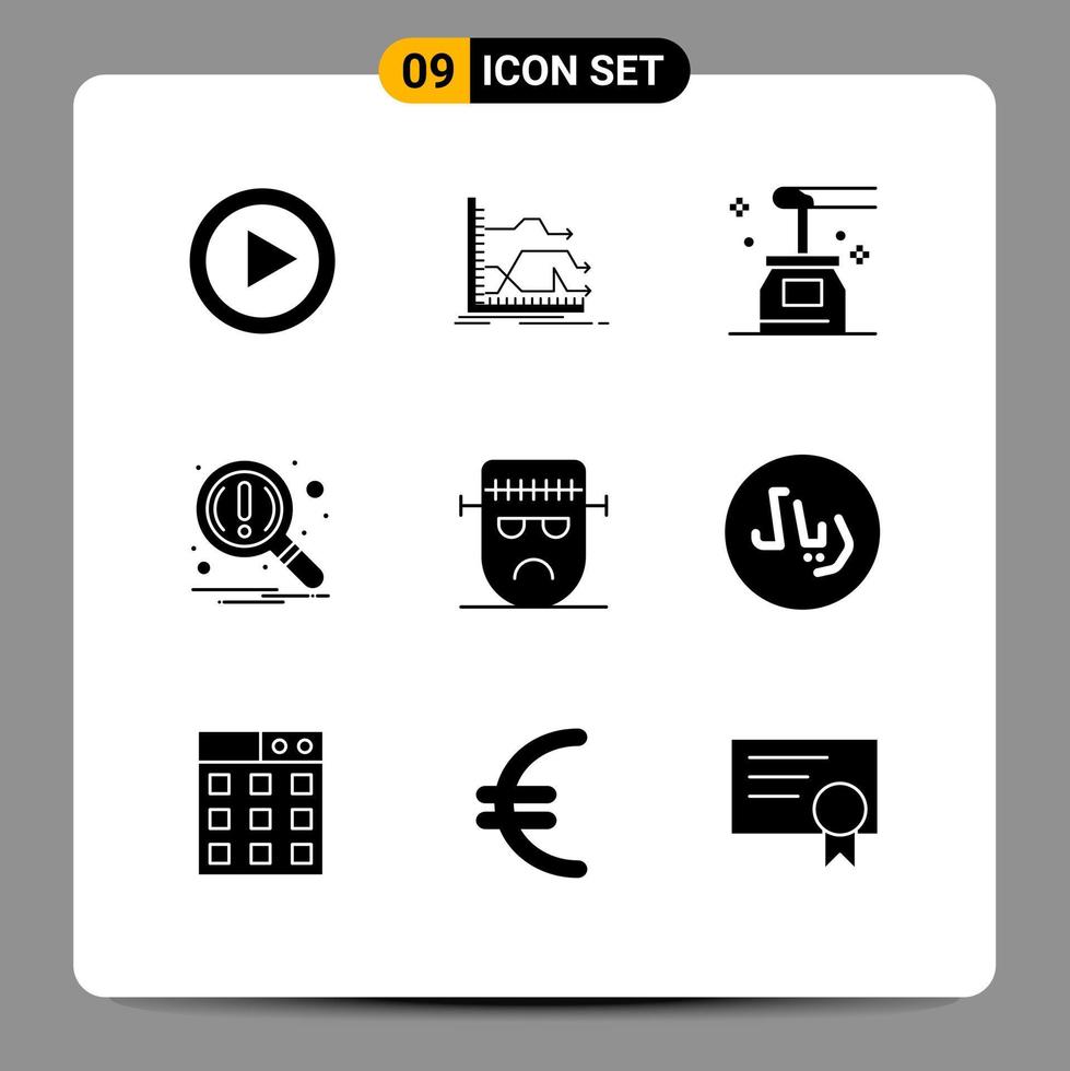Stock Vector Icon Pack of 9 Line Signs and Symbols for cartoon notification beauty magnifier yoga Editable Vector Design Elements