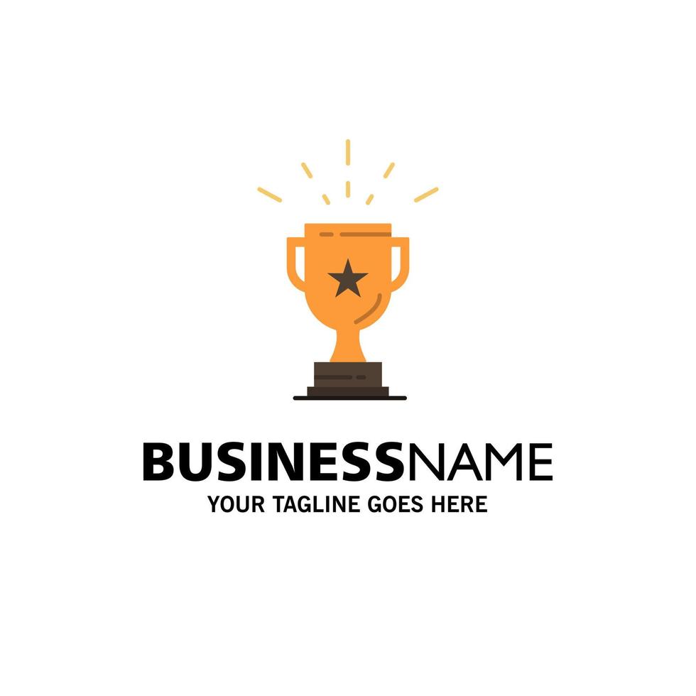Trophy Achievement Award Business Prize Win Winner Business Logo Template Flat Color vector