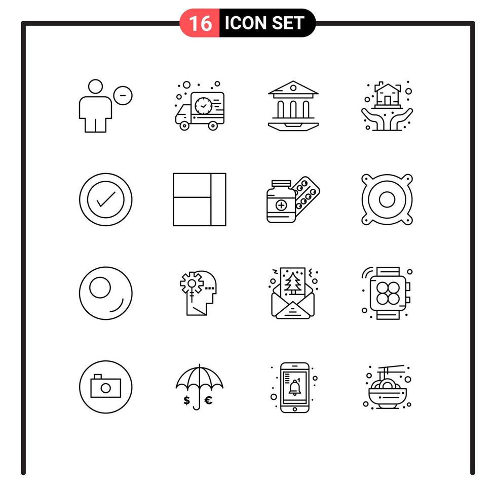 16 Universal Outlines Set for Web and Mobile Applications layout house truck home loan education Editable Vector Design Elements