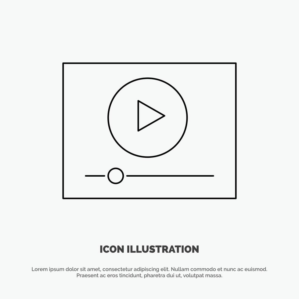 vector de icono de línea de marketing en línea de reproducción de video