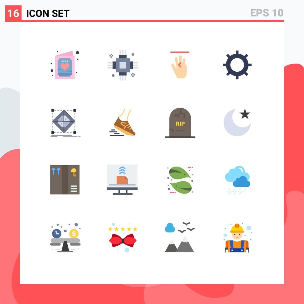 grupo de 16 signos y símbolos de colores planos para configurar cog electronic basic up paquete editable de elementos de diseño de vectores creativos