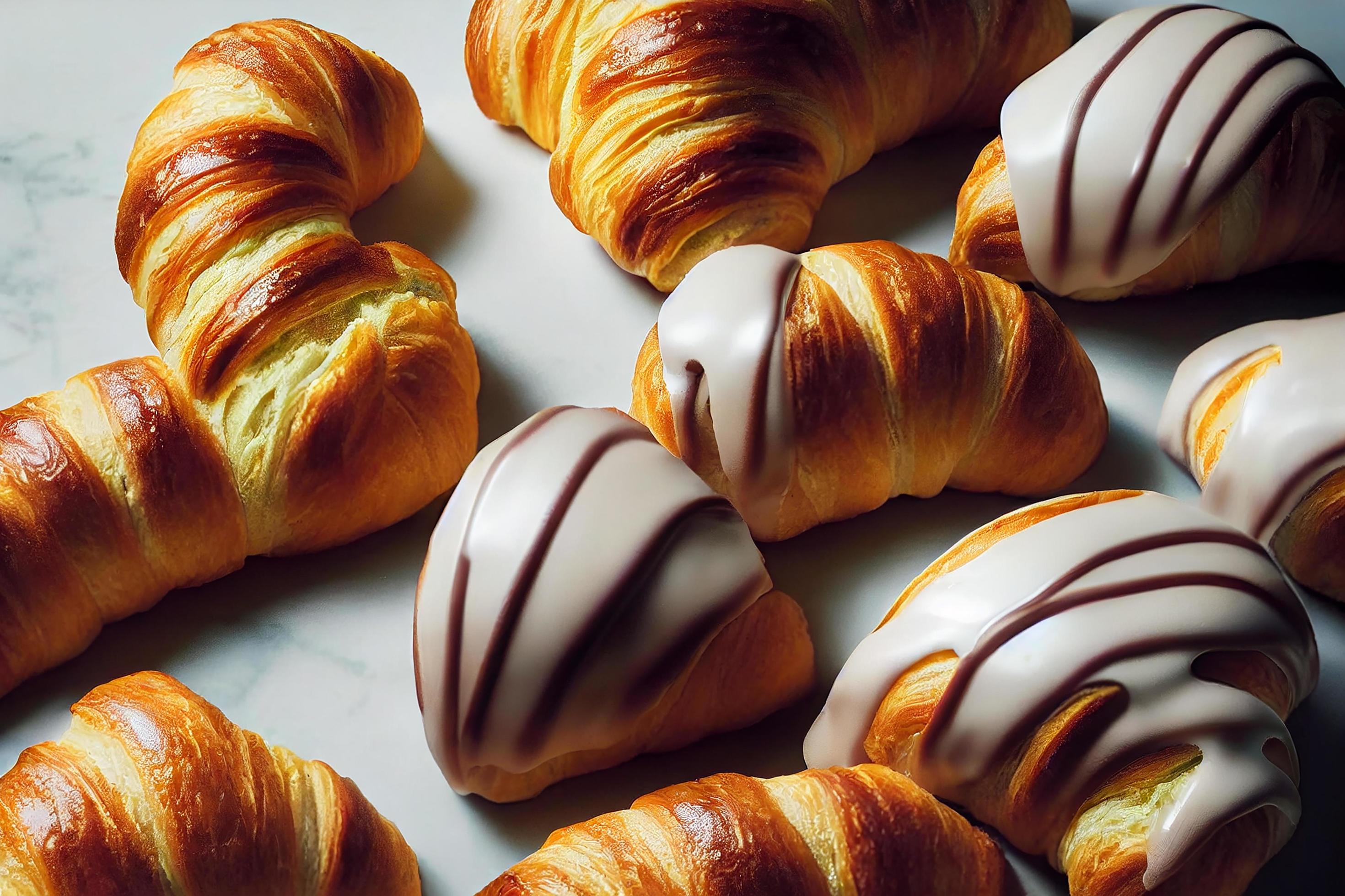 croissants with icing in modern bakery 15169700 Stock Photo at Vecteezy