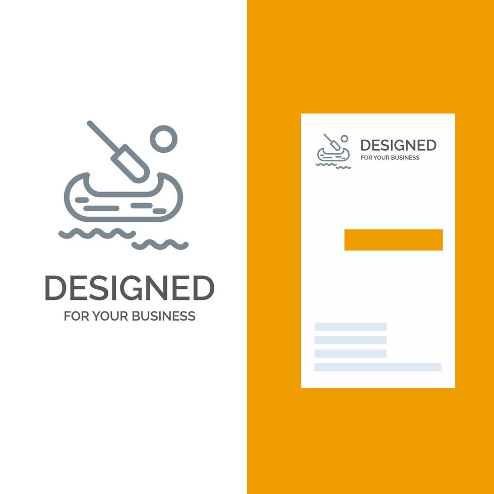 Boat Kayak Canada Grey Logo Design and Business Card Template vector