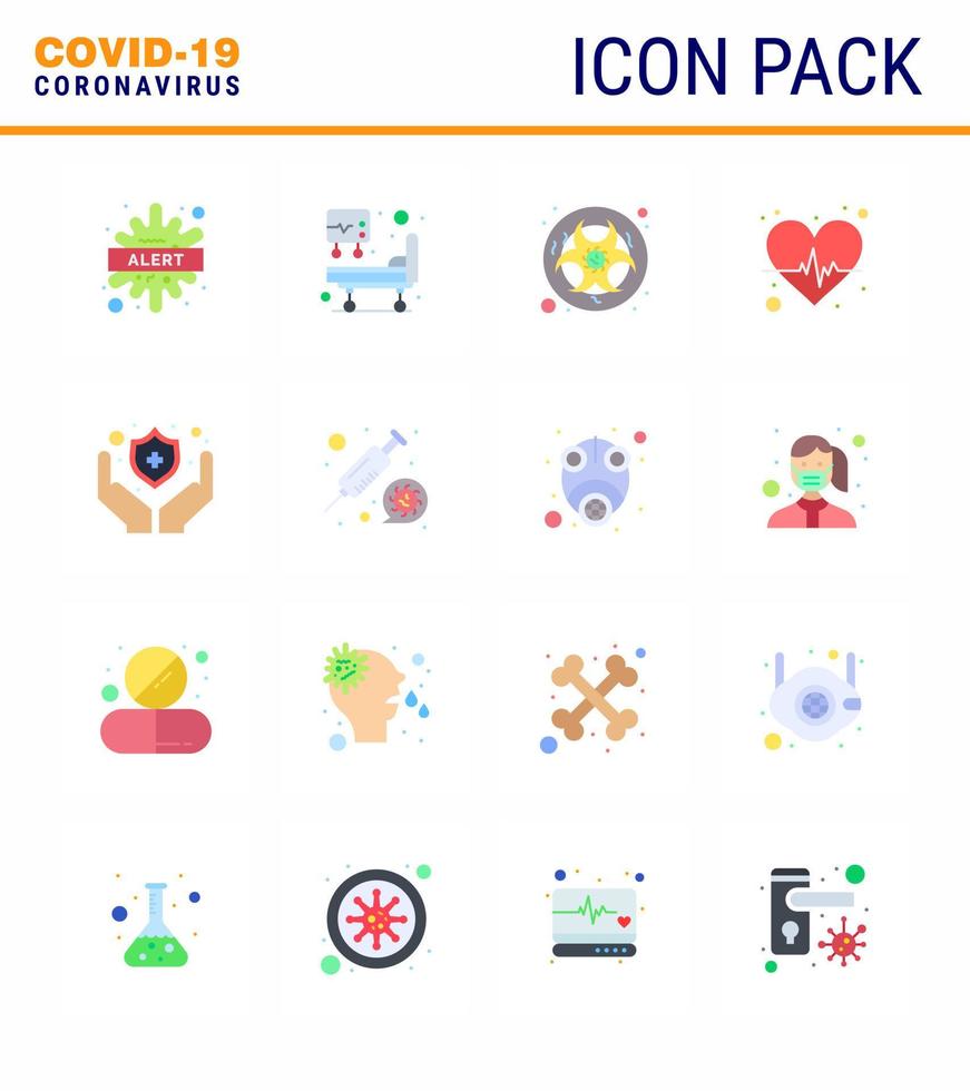 icono de conciencia de coronavirus 16 iconos de color plano icono incluido pulso médico bio corazón advertencia coronavirus viral 2019nov enfermedad vector elementos de diseño