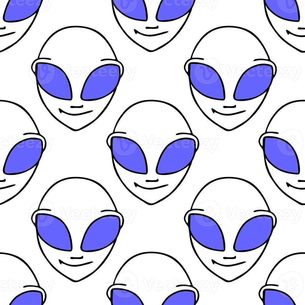 seamless symmetrical black and blue pattern with a close-up humanoin face on a white background, texture, design photo