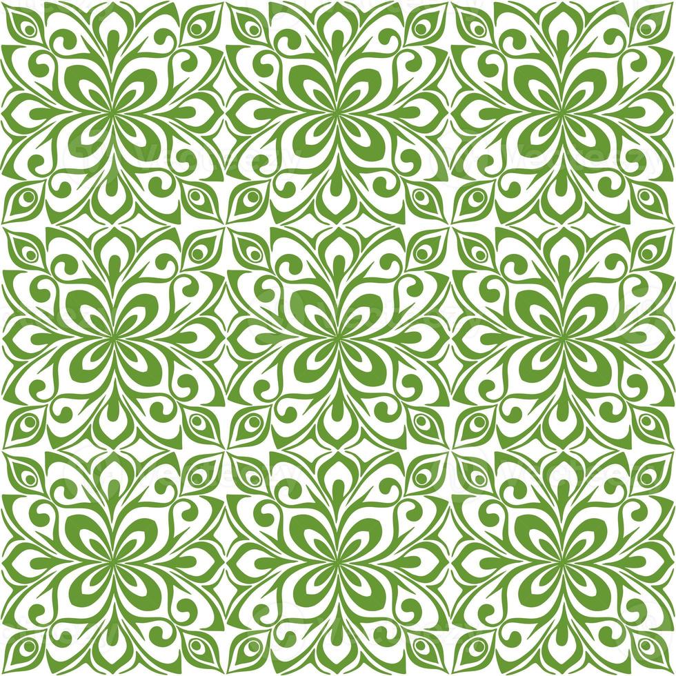 symmetrical seamless ornament tile from green graphic abstract elements on white background, texture, design photo