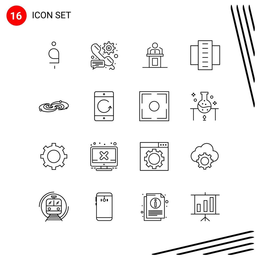 Collection of 16 Vector Icons in Line style Pixle Perfect Outline Symbols for Web and Mobile Line Icon Signs on White Background 16 Icons