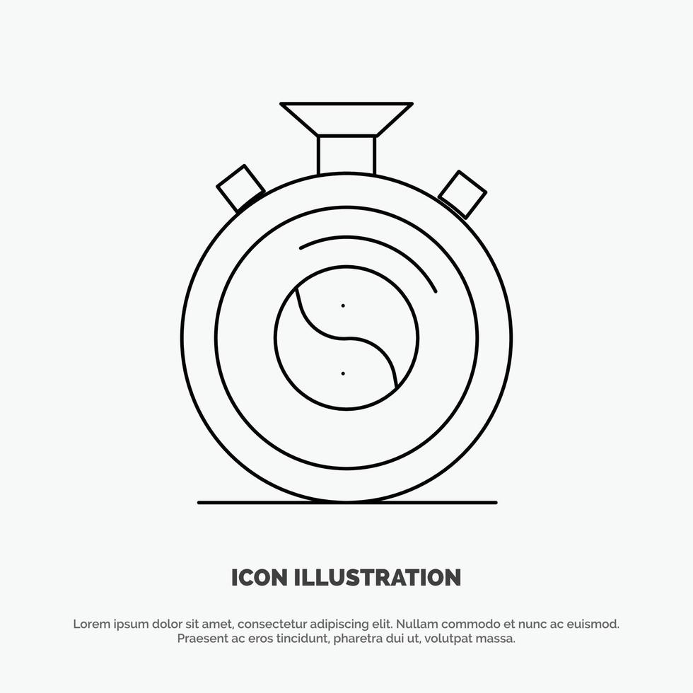 reloj concentración meditación práctica línea icono vector