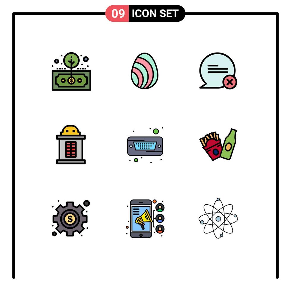 conjunto de 9 iconos modernos de la interfaz de usuario signos de símbolos para la interacción de la casa de primavera del tren duro elementos de diseño vectorial editables vector