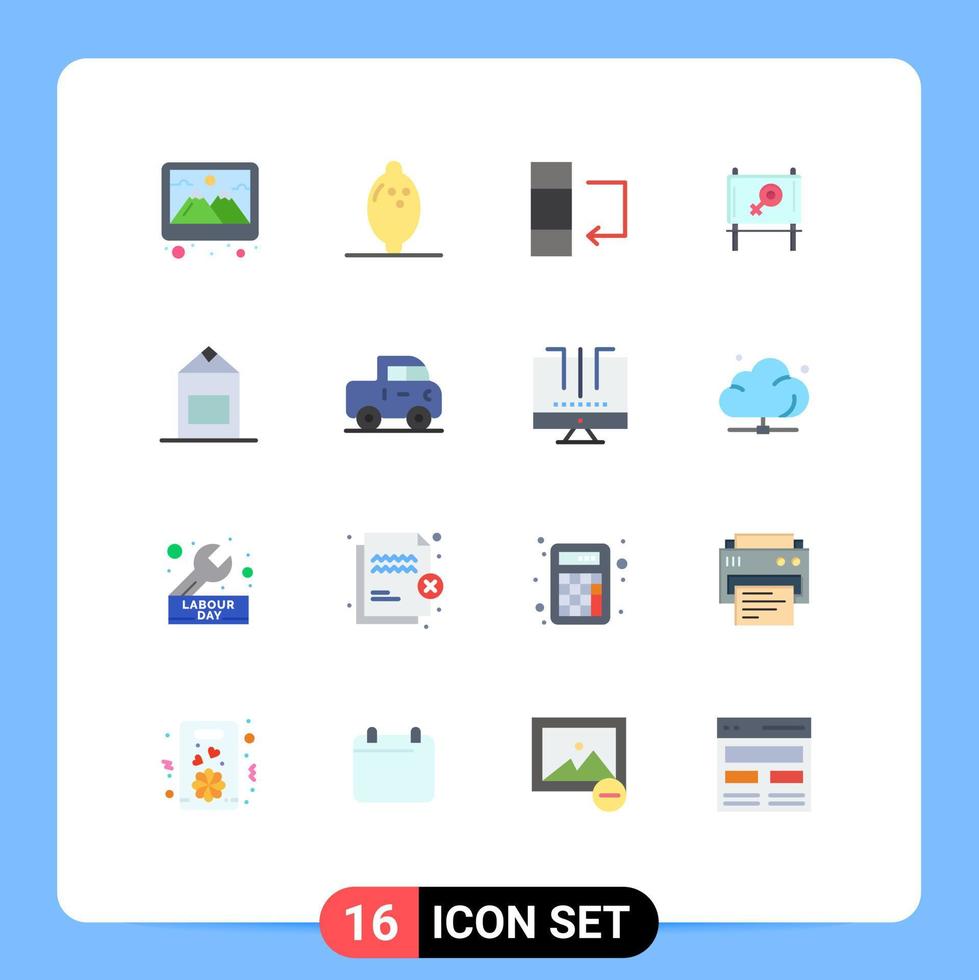 Modern Set of 16 Flat Colors Pictograph of jeep yogurt data pack message Editable Pack of Creative Vector Design Elements