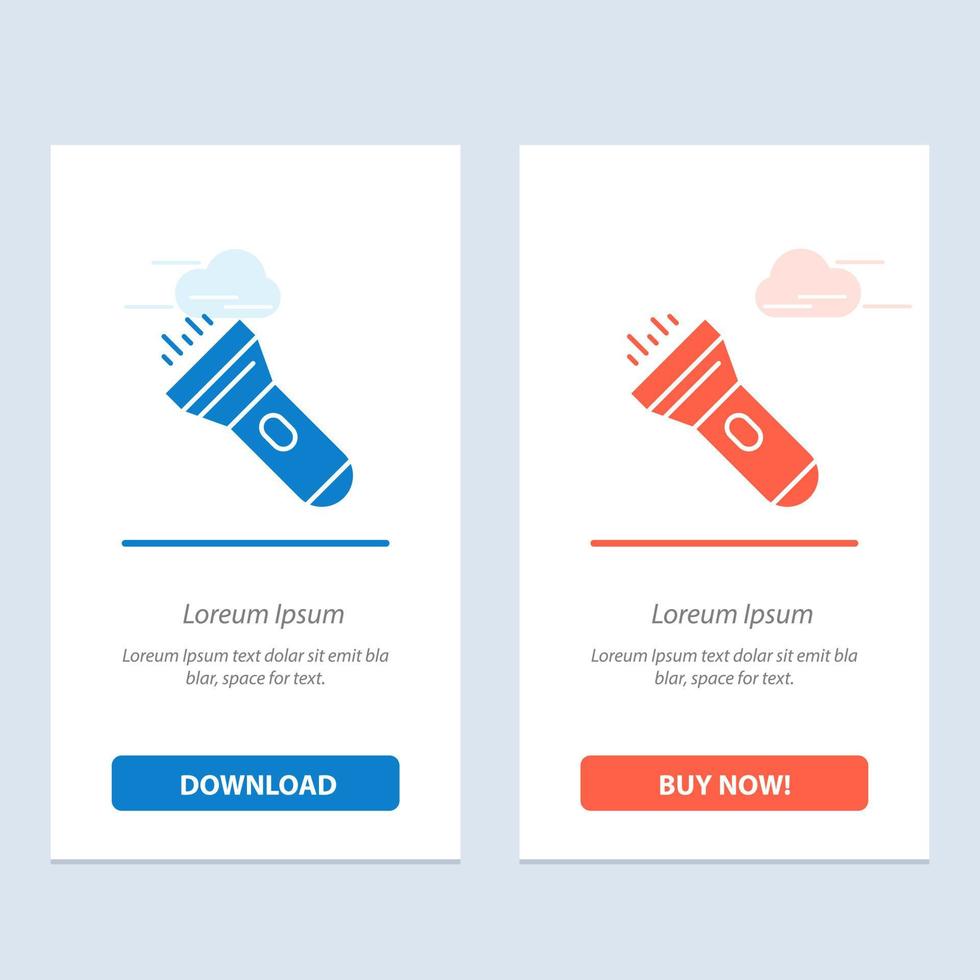 Flashlight Light Torch Flash  Blue and Red Download and Buy Now web Widget Card Template vector