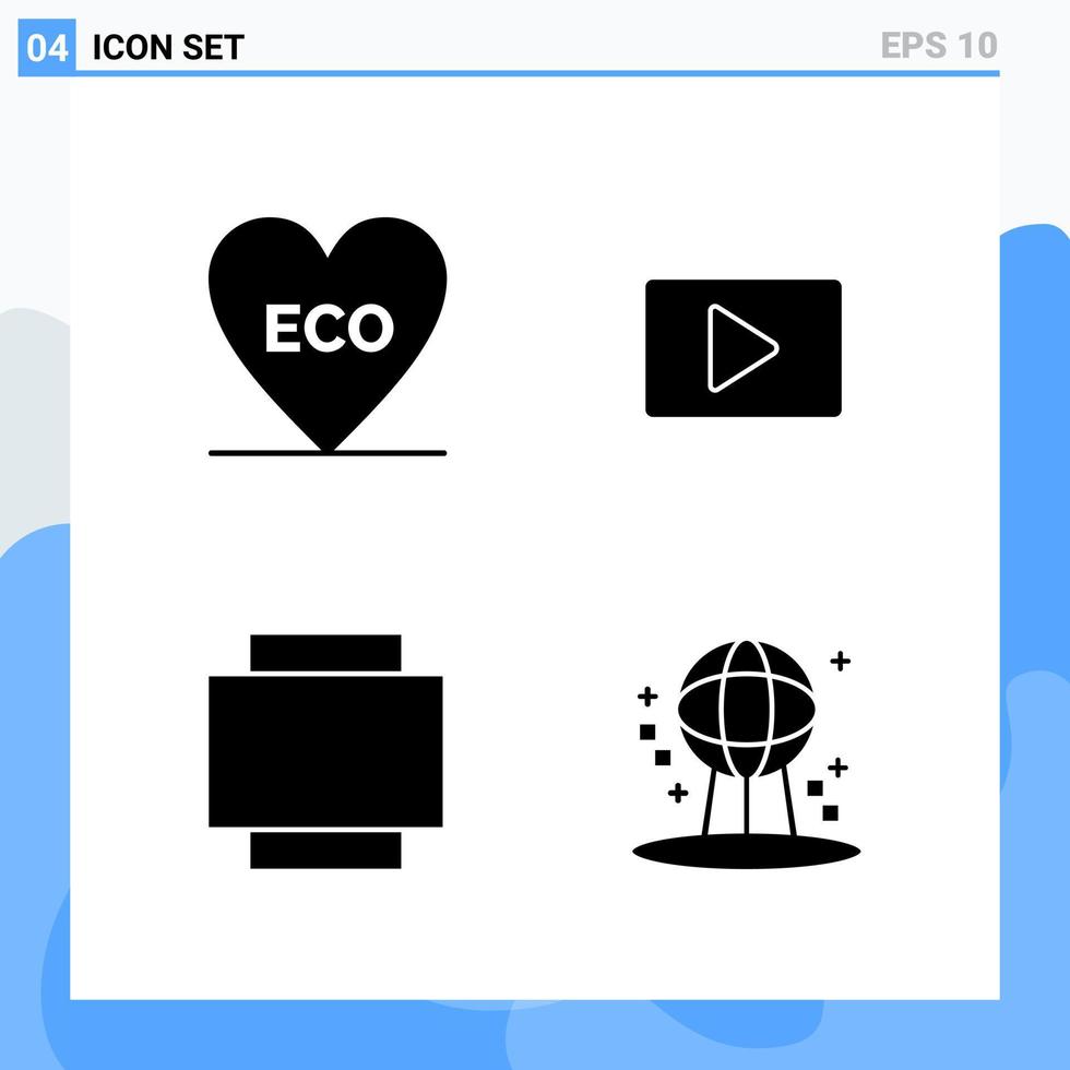 Modern 4 solid style icons Glyph Symbols for general use Creative Solid Icon Sign Isolated on White Background 4 Icons Pack Creative Black Icon vector background