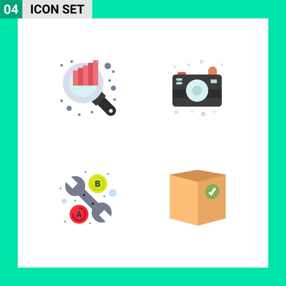 User Interface Pack of 4 Basic Flat Icons of audit wrench seo camping check Editable Vector Design Elements