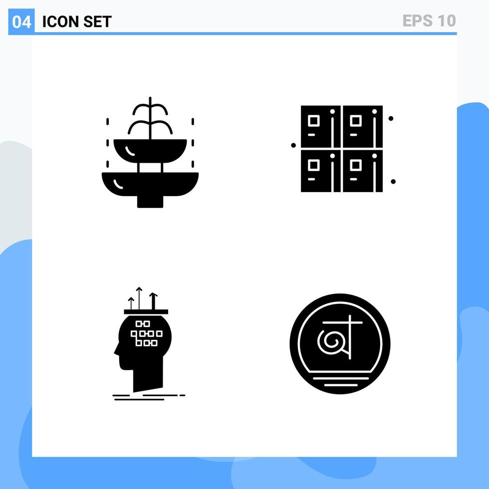 Modern 4 solid style icons Glyph Symbols for general use Creative Solid Icon Sign Isolated on White Background 4 Icons Pack Creative Black Icon vector background