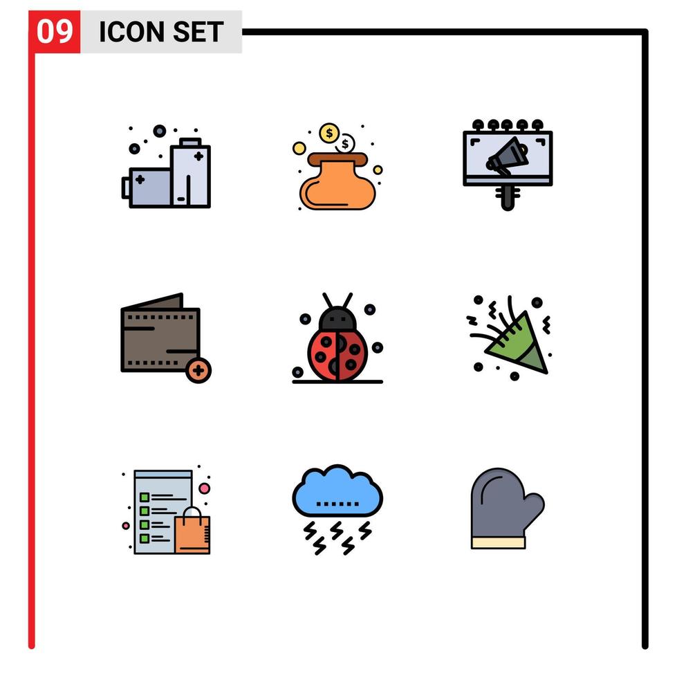9 iconos creativos signos y símbolos modernos de la cartelera de insectos del escarabajo de acción de gracias otoño e elementos de diseño vectorial editables vector