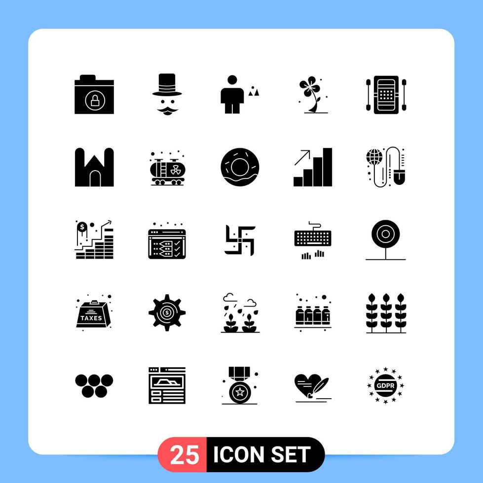 25 Universal Solid Glyph Signs Symbols of spring flower avatar floral land Editable Vector Design Elements