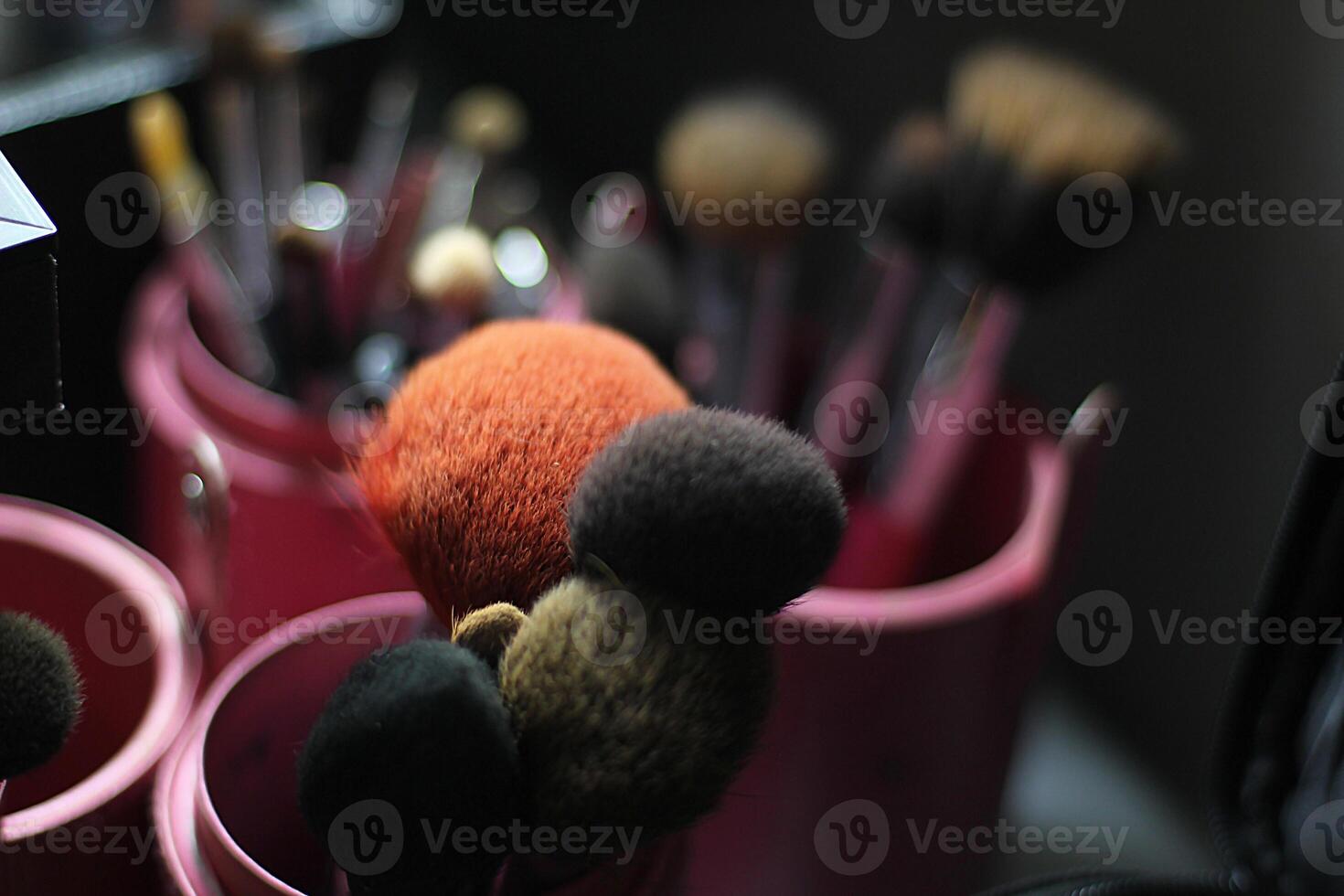 Beautiful set of make up brush used by make up artist. photo