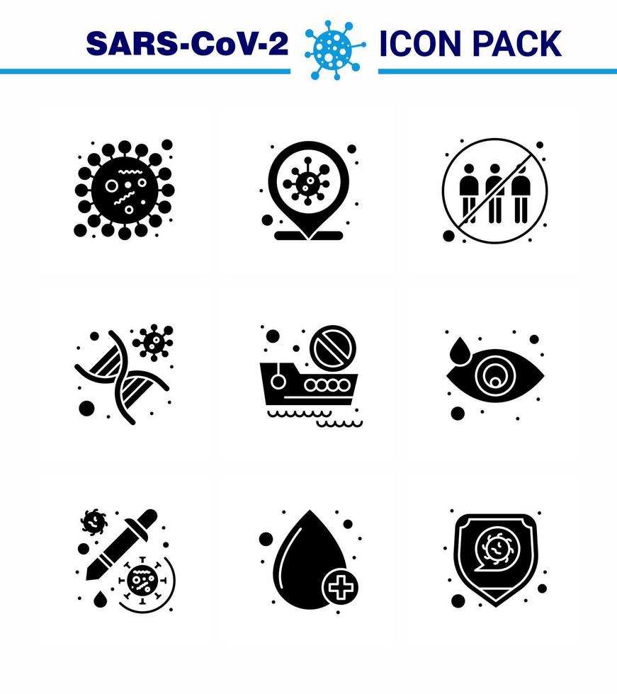 Coronavirus 2019nCoV Covid19 Prevention icon set strand genetics infection place dna infection viral coronavirus 2019nov disease Vector Design Elements