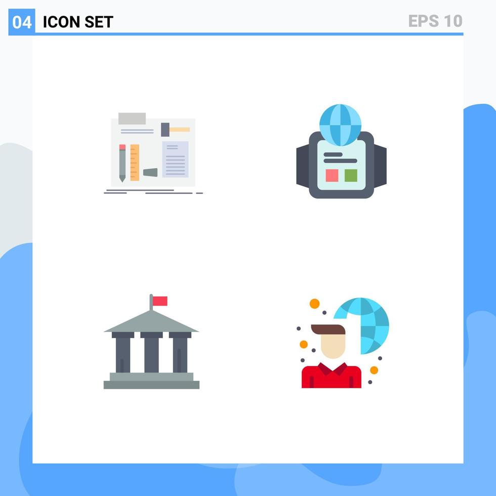 4 Creative Icons Modern Signs and Symbols of build flag engineer watch usa Editable Vector Design Elements