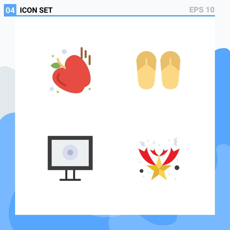 Pictogram Set of 4 Simple Flat Icons of gym christmas beach display star Editable Vector Design Elements